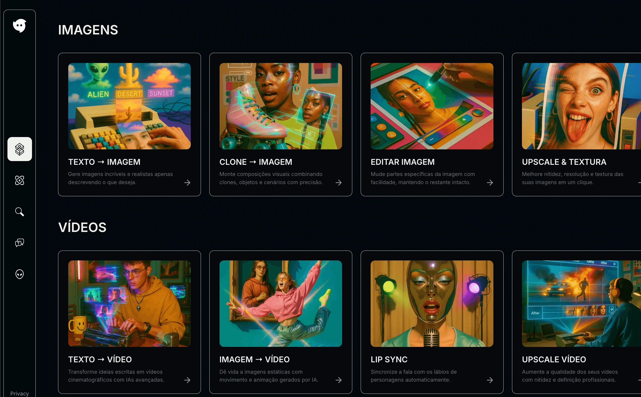 Prévia da plataforma CFLab com ferramentas de imagem e vídeo